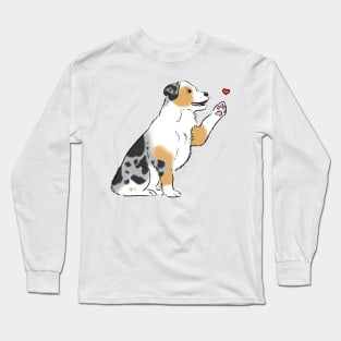 Australian Shepherd and Heart, Sweet Aussie Dog, Aussie Mom, Aussie Dad Long Sleeve T-Shirt